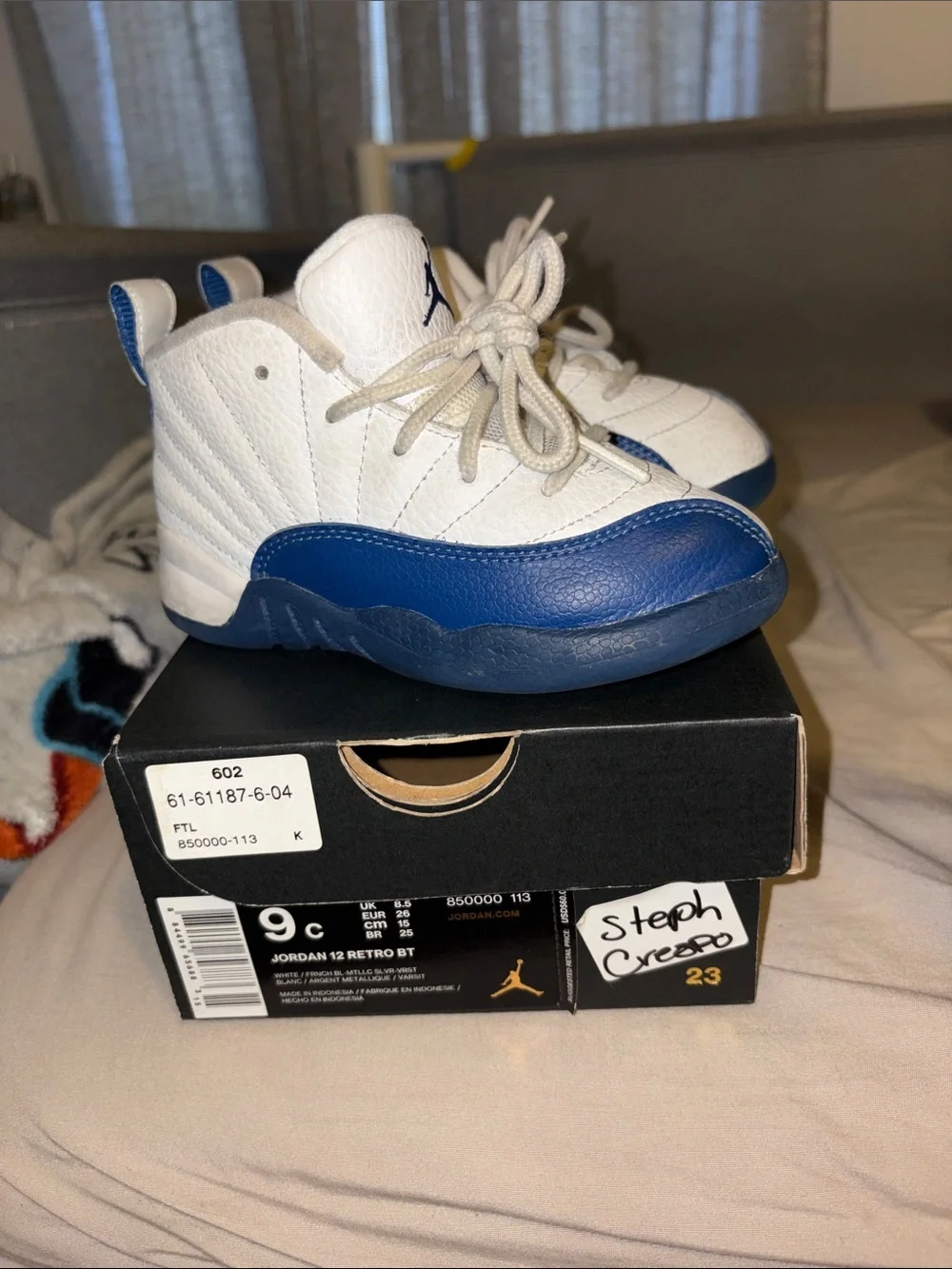 Jordan Kids White and Blue Retro Sneakers